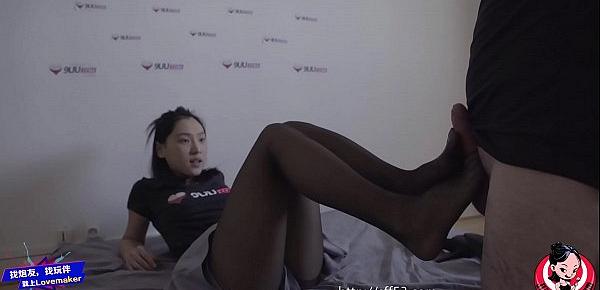  June Liu 刘玥  SpicyGum – Blowjob and footjob by a Chinese Cutie with high heel and black pantyhose